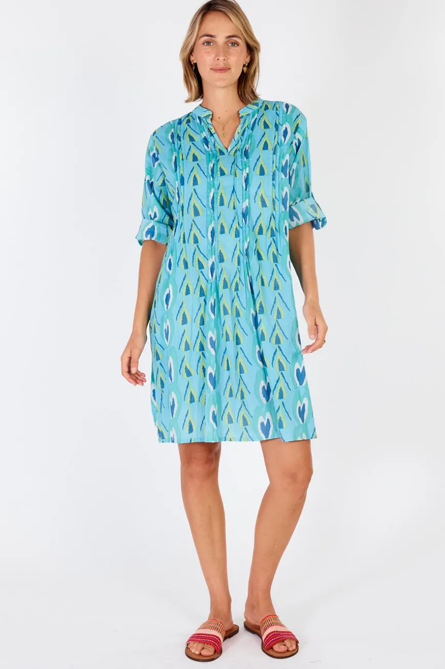 IBSA Heart Tuck Dress Lagoon