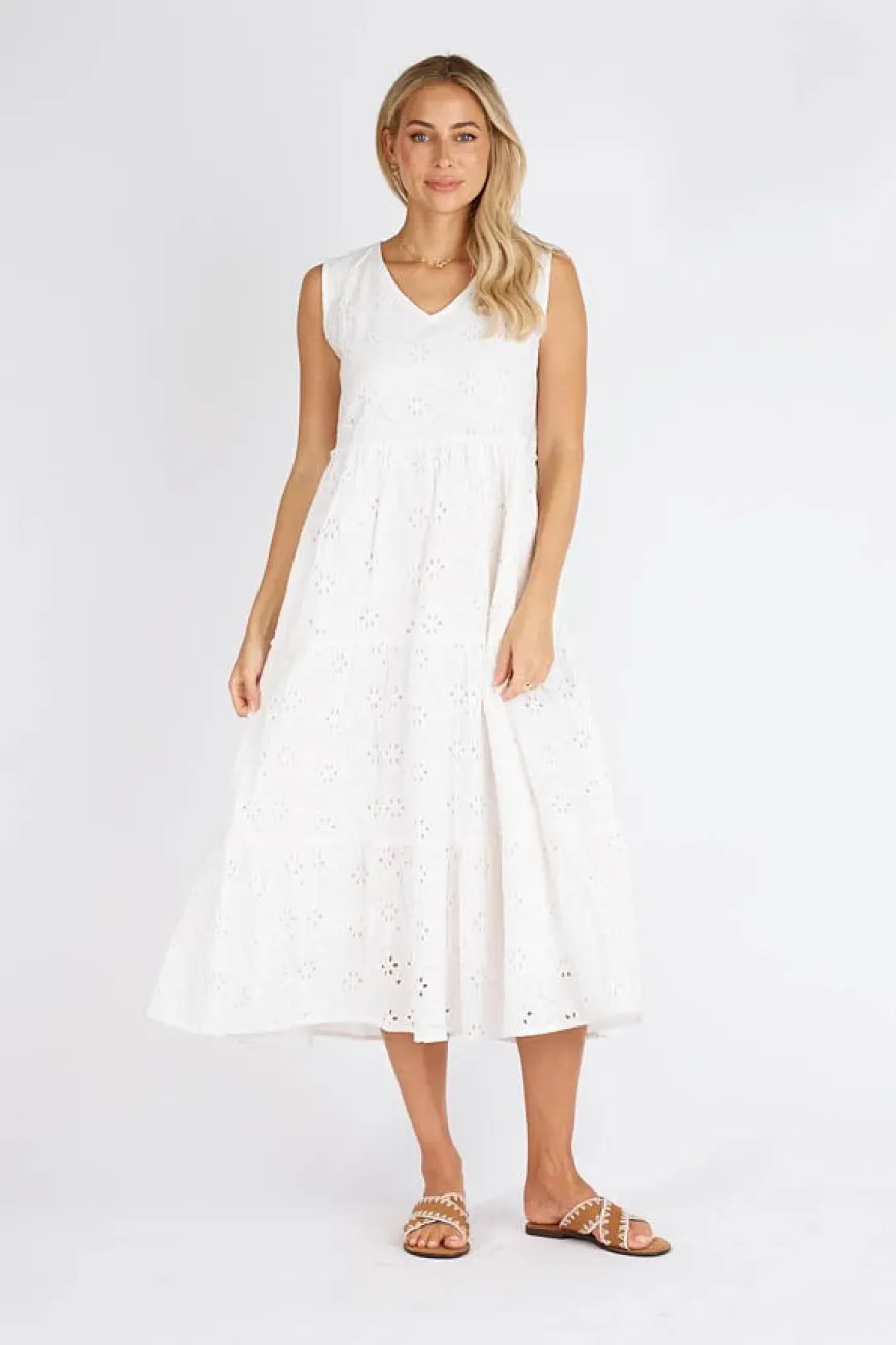Lulaife Finley Tiered Midi White