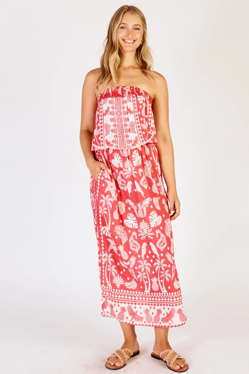 LulaLife Agatha Strapless Dress Melon