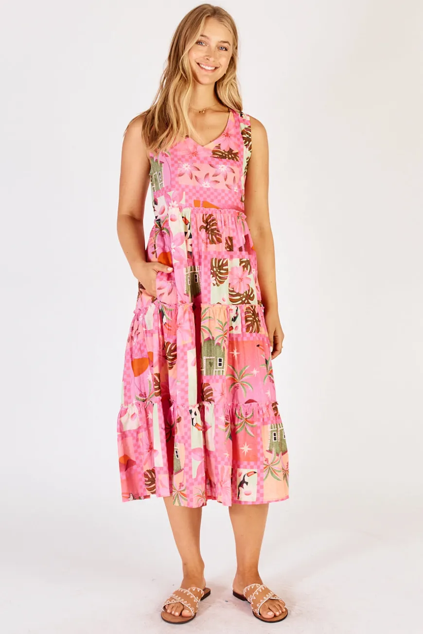 LulaLife Audrey Tiered Midi Musk