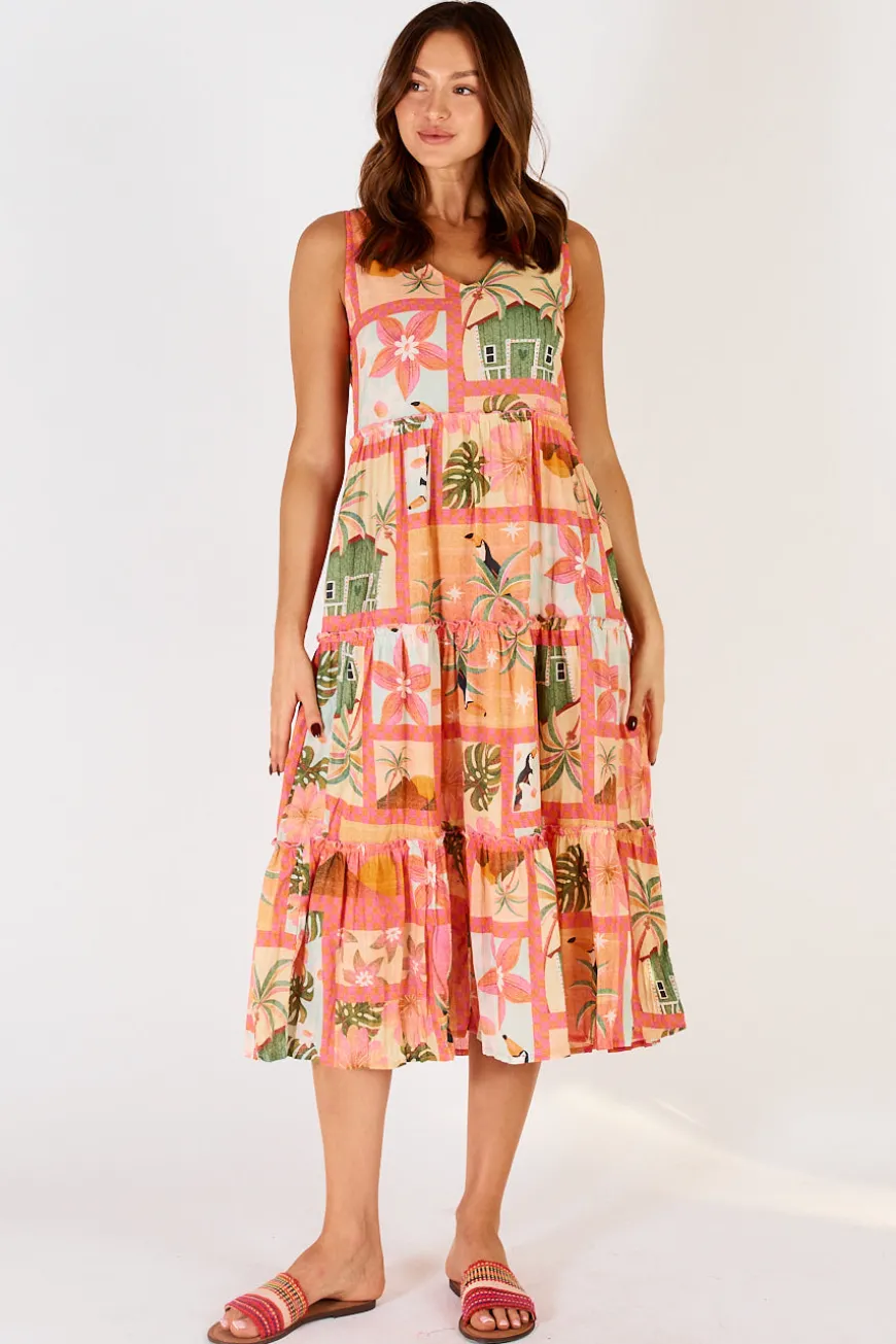 Lulalife Audrey Tiered Midi Coral