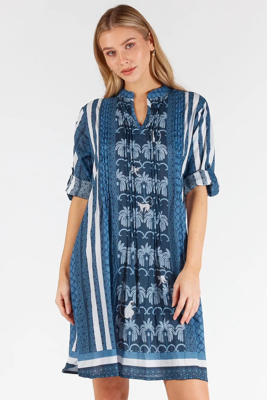 LulaLife Blakely Tucked Dress Navy