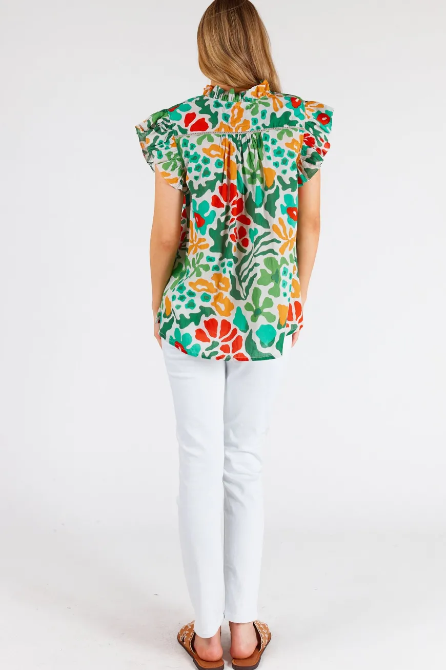 LulaLife Lilah Ruffle Top Sea