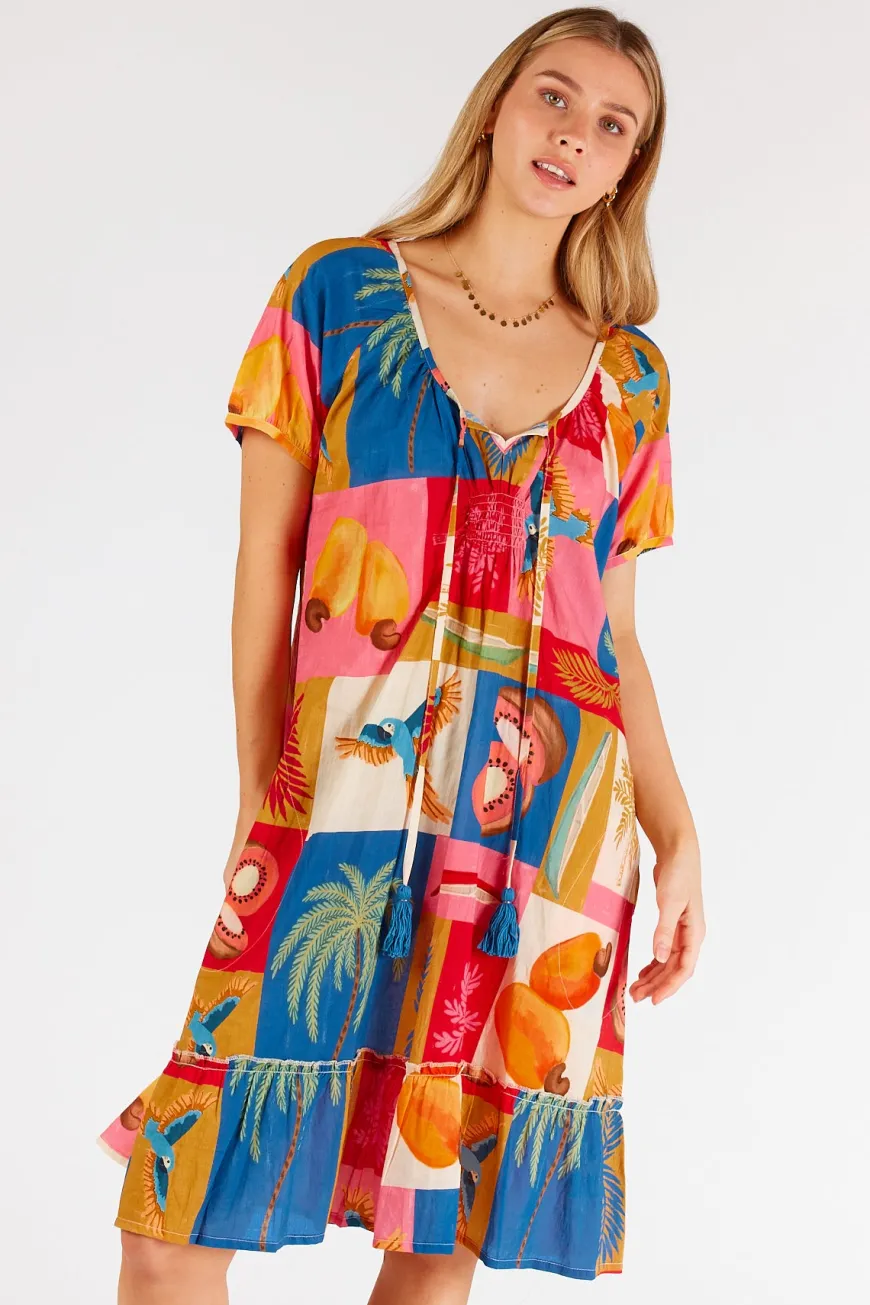 LulaLife Madison Shirred Dress Melon