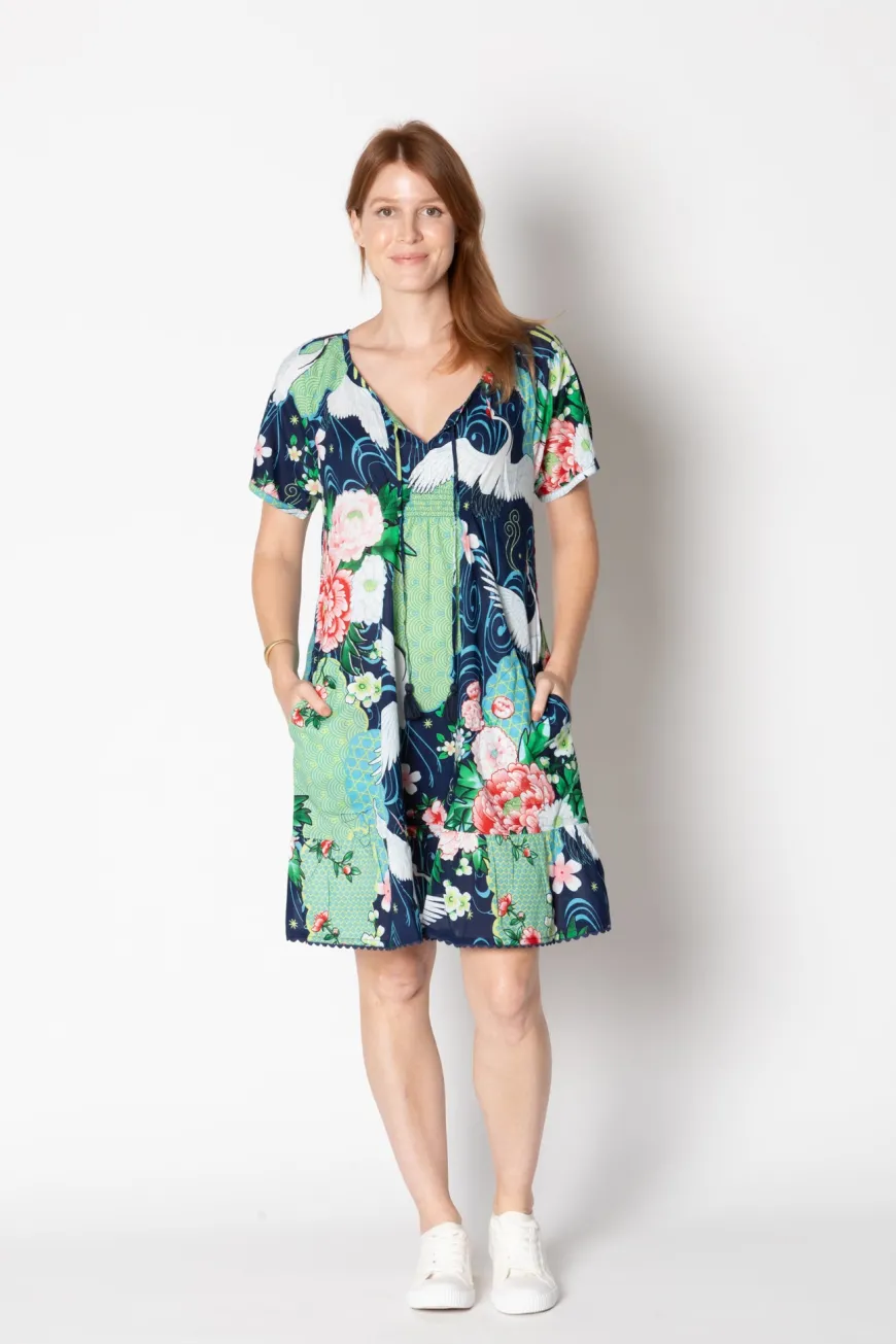 LulaLife Mitzuki Shirred Dress Navy