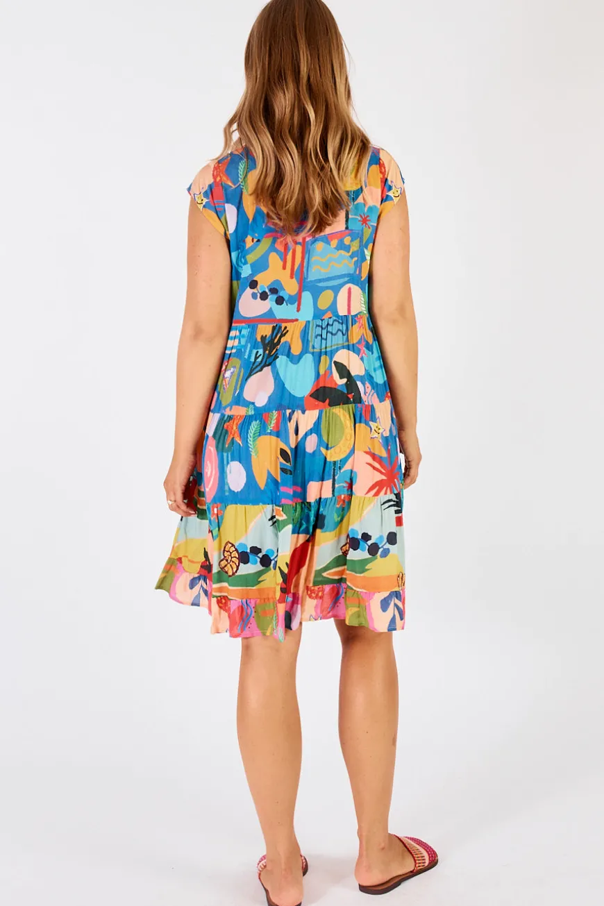 LulaLife Solana Tiered Dress Ocean
